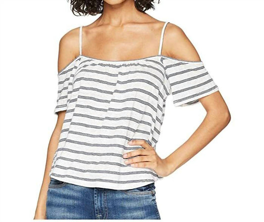 Bb Dakota - Keagan Striped Linen Blend Cold Shoulder Tank Top