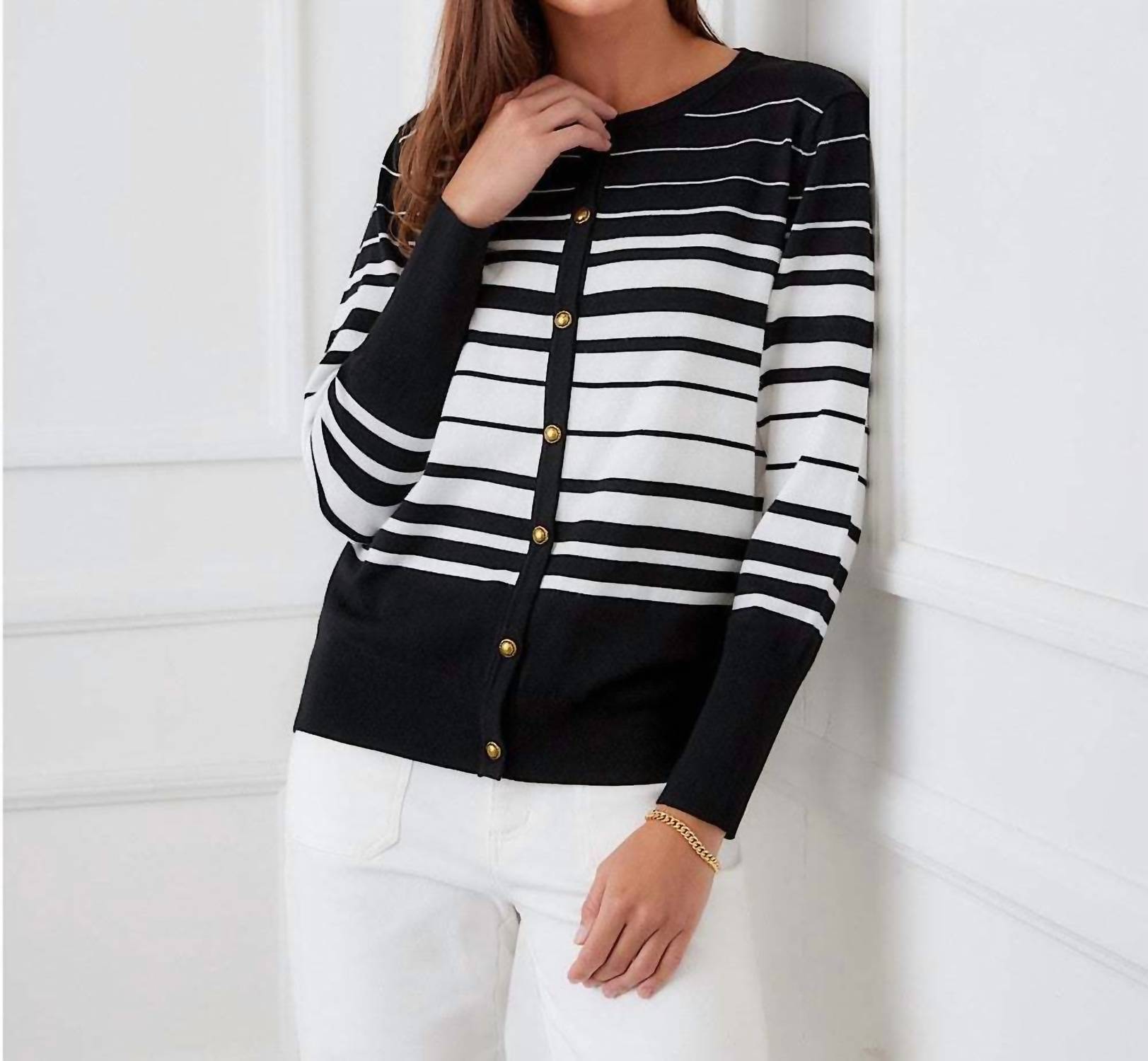 Karen Kane - Stripe Cardigan Sweater