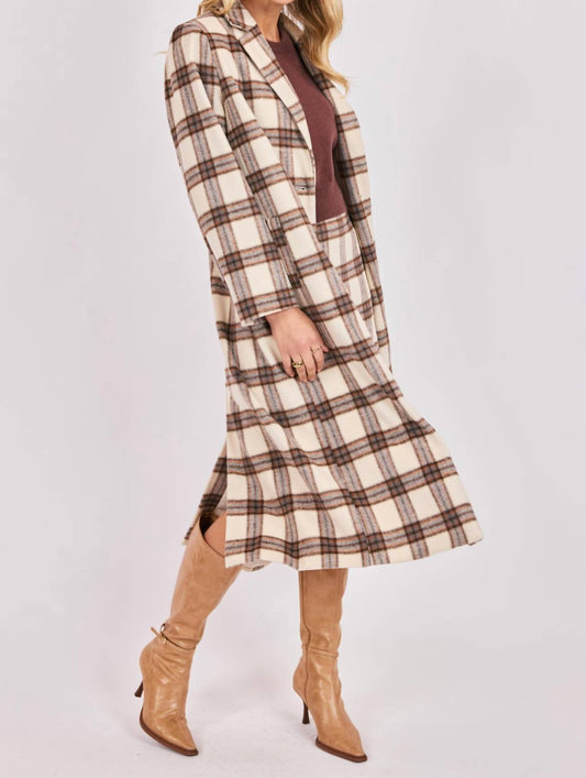 Sadie & Sage - Manhattan Hush Plaid Long Coat