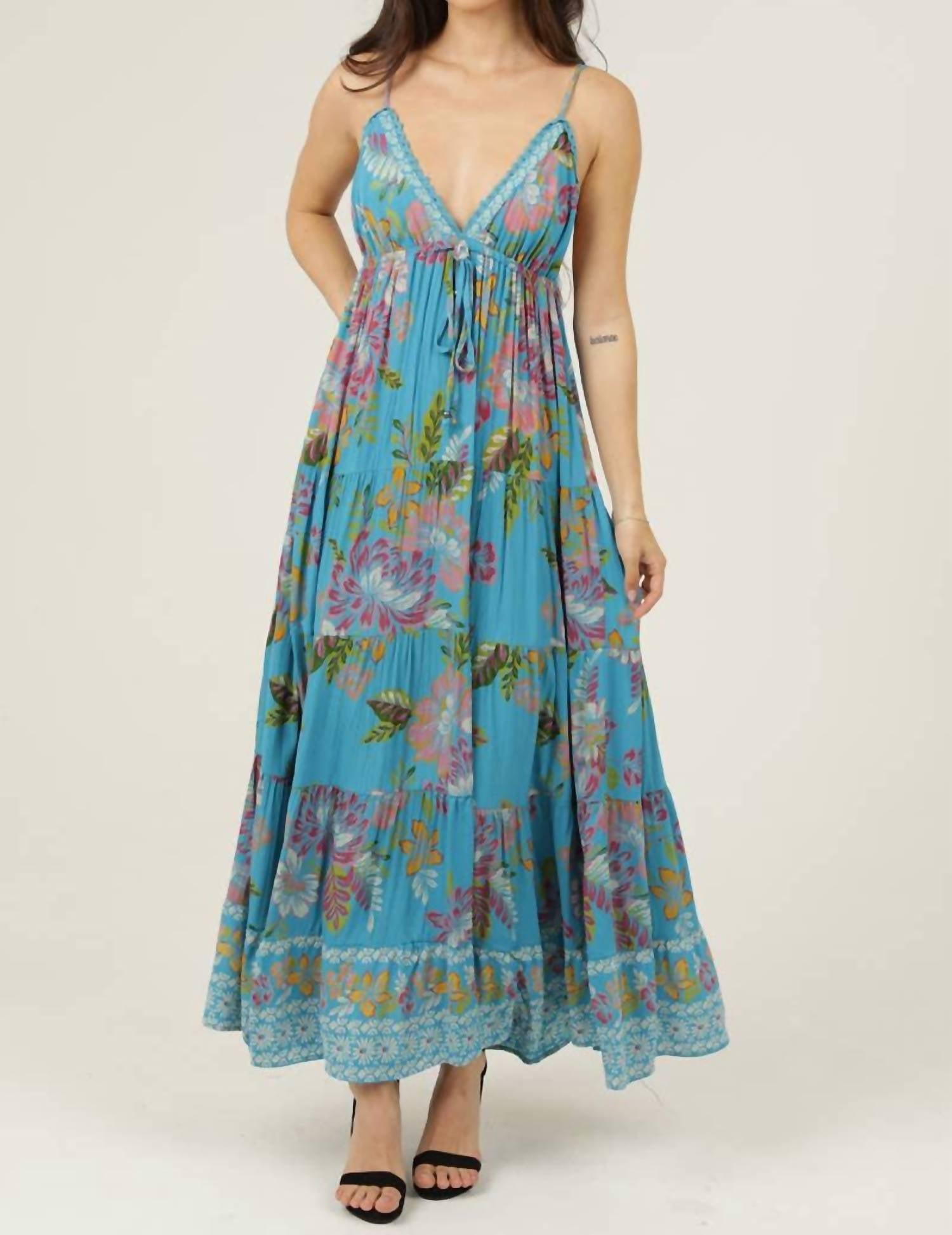 ANGIE Santorini Skies Dress in blue - women's dress - detail view