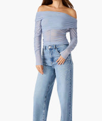 Steve Madden - Viktoria Off-the-Shoulder Mesh Top