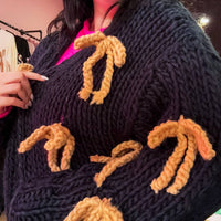 Very J - Women's Ribbon Chunky Knit Sweater Cardigan