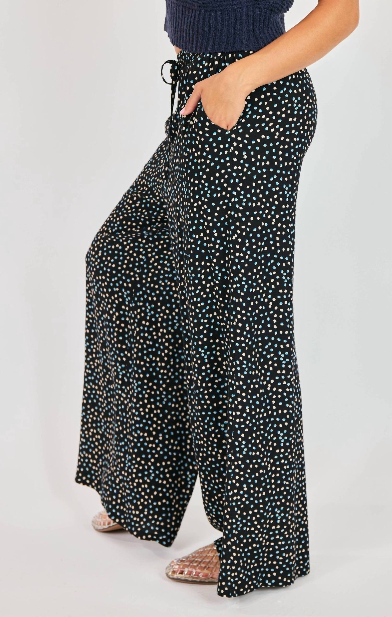 Sadie & Sage - New Romance Wide Leg Polka Dot Drawstring Pants