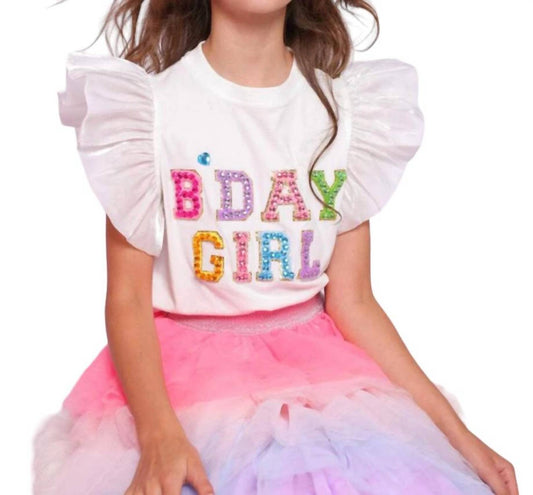 Lola + The Boys - Birthday Girl Gem Ruffle Shirt