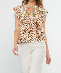 THML Fluttering Spotted Blouse in beige - women's blouse