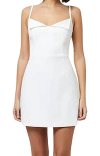 FRENCH CONNECTION Whisper Foldover Mini Dress in white - women's dress - detail view