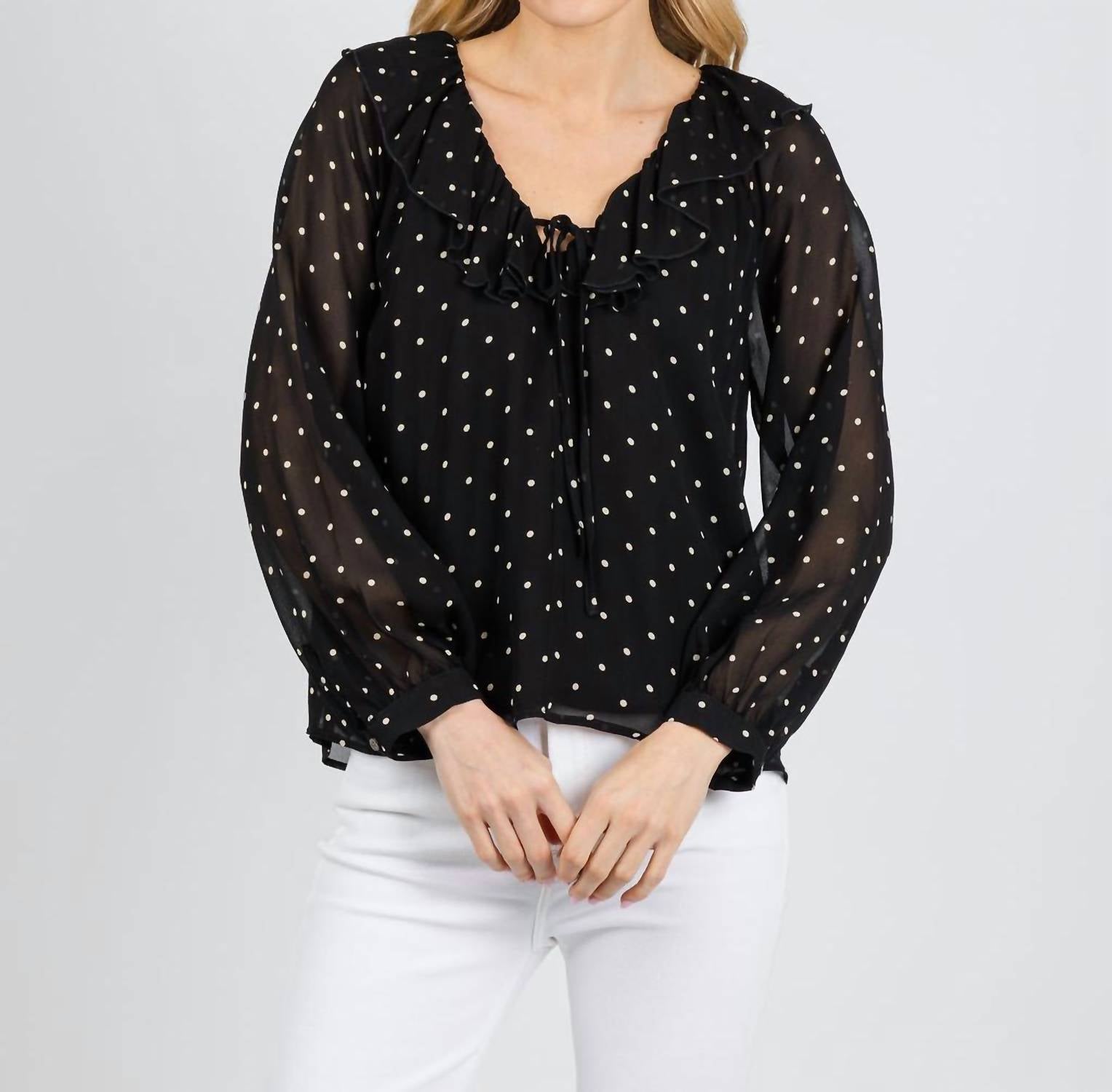 Rails Honora Ruffled Blouse in polka dots - women's blouse