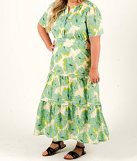 SHE + SKY Springtide Garden Midi Dress - Plus in green - women's dress