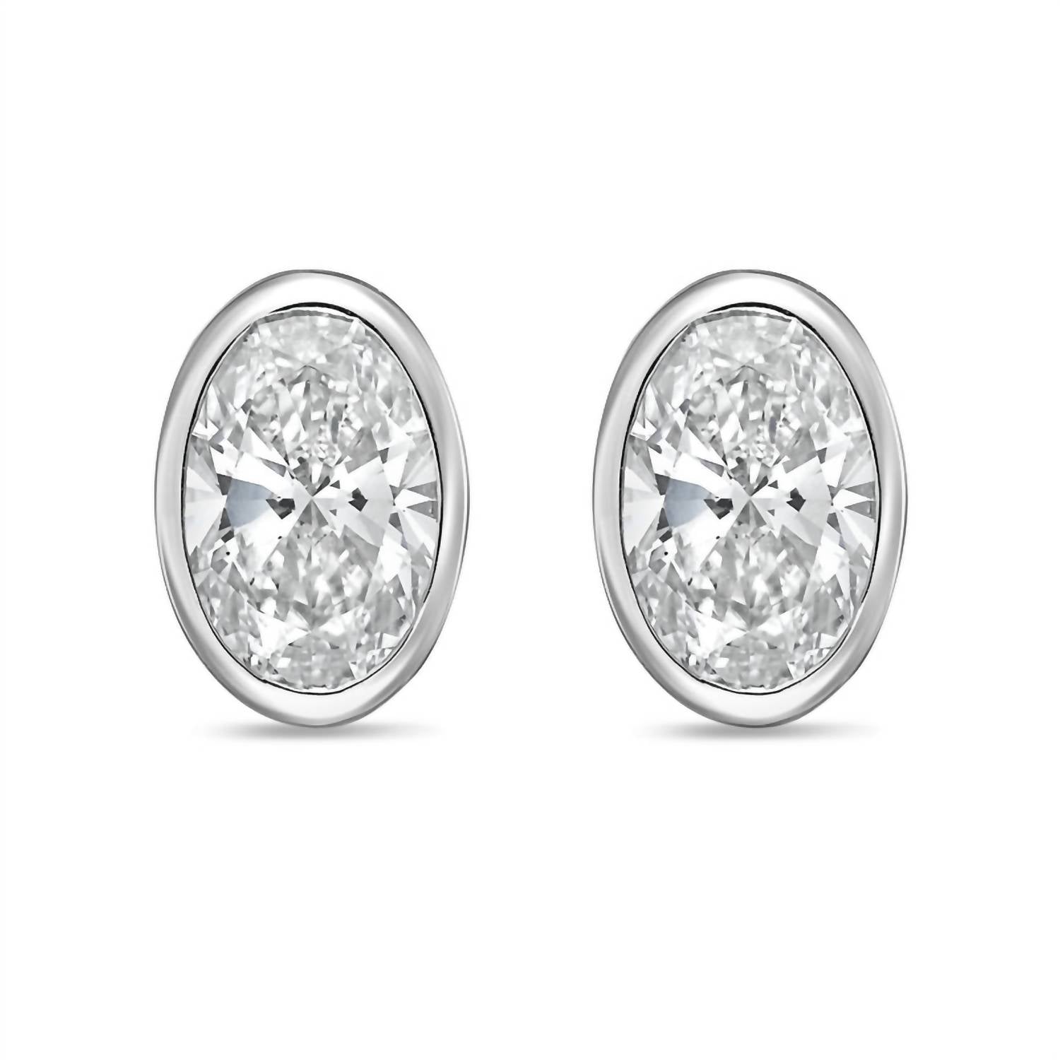 Diana M Jewels - Women's Oval Lab-grown Diamond Stud Earrings (1.00 Tcw) - Delicate