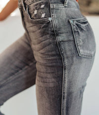 Judy Blue High Waist Tummy Control Release Hem Skinny Jeans in washed out gray - women's jeans - alternate view