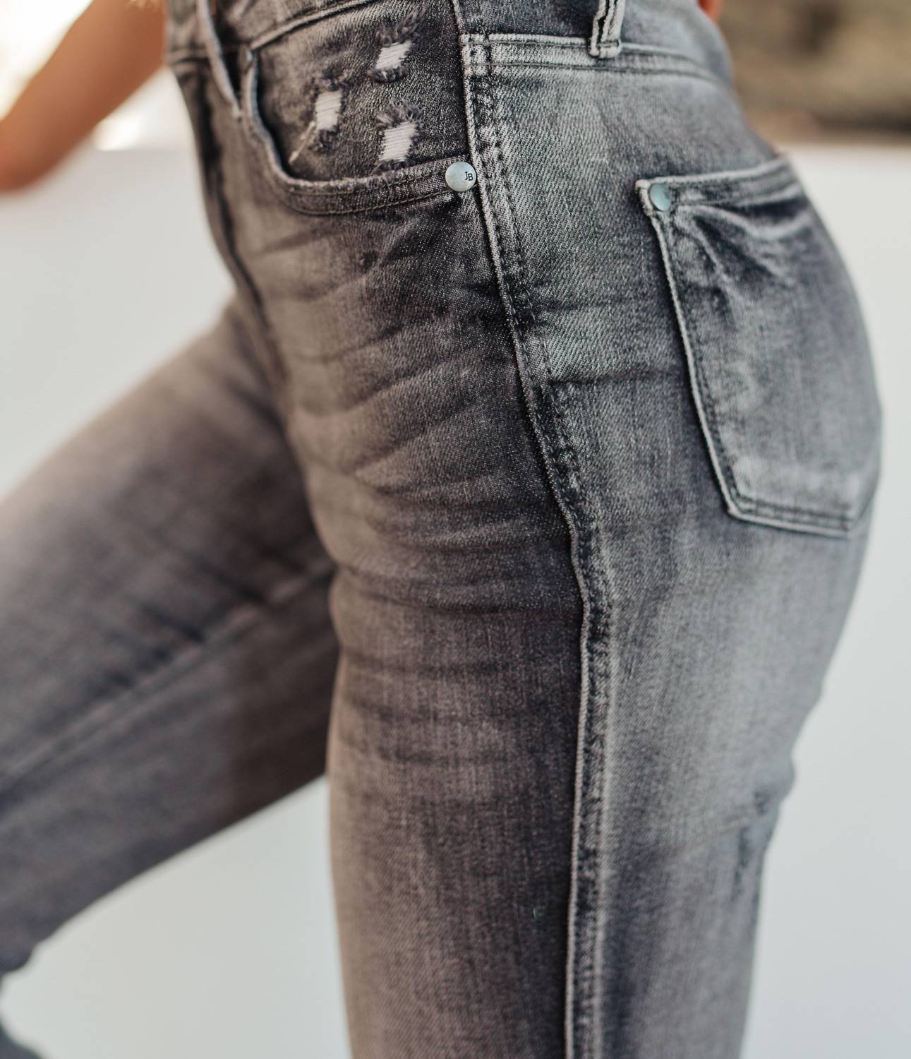 Judy Blue High Waist Tummy Control Release Hem Skinny Jeans in washed out gray - women's jeans - alternate view