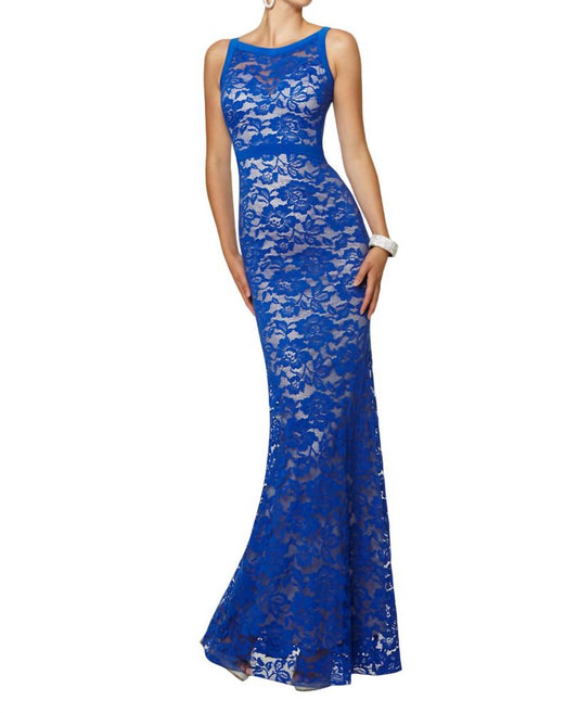 Paparazzi By Mori Lee - Sleeveless Stretch Lace Slim Evening Dress