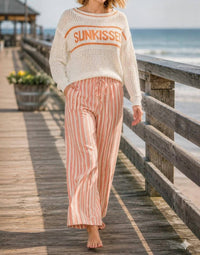Cozy Casual - Sunkissed Open Knit Sweater