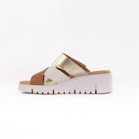 VIONIC Women's Uptown Sunset Wedge Sandal in metallic tan gold leather - women's sandal - view 5