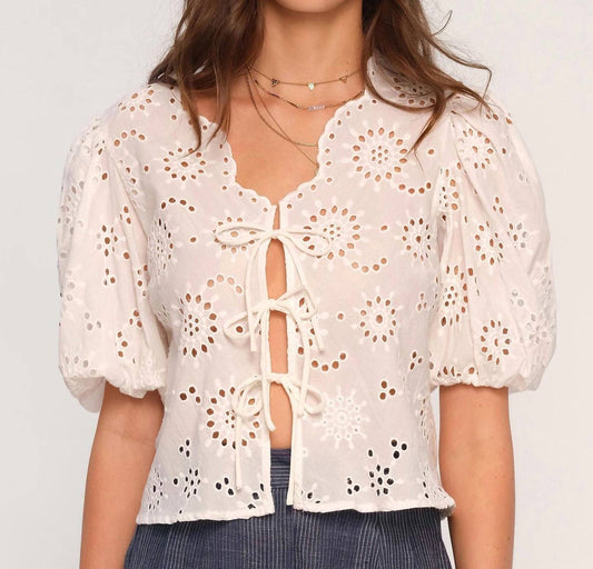 Heartloom - Eyelet Puff Sleeve Blouse