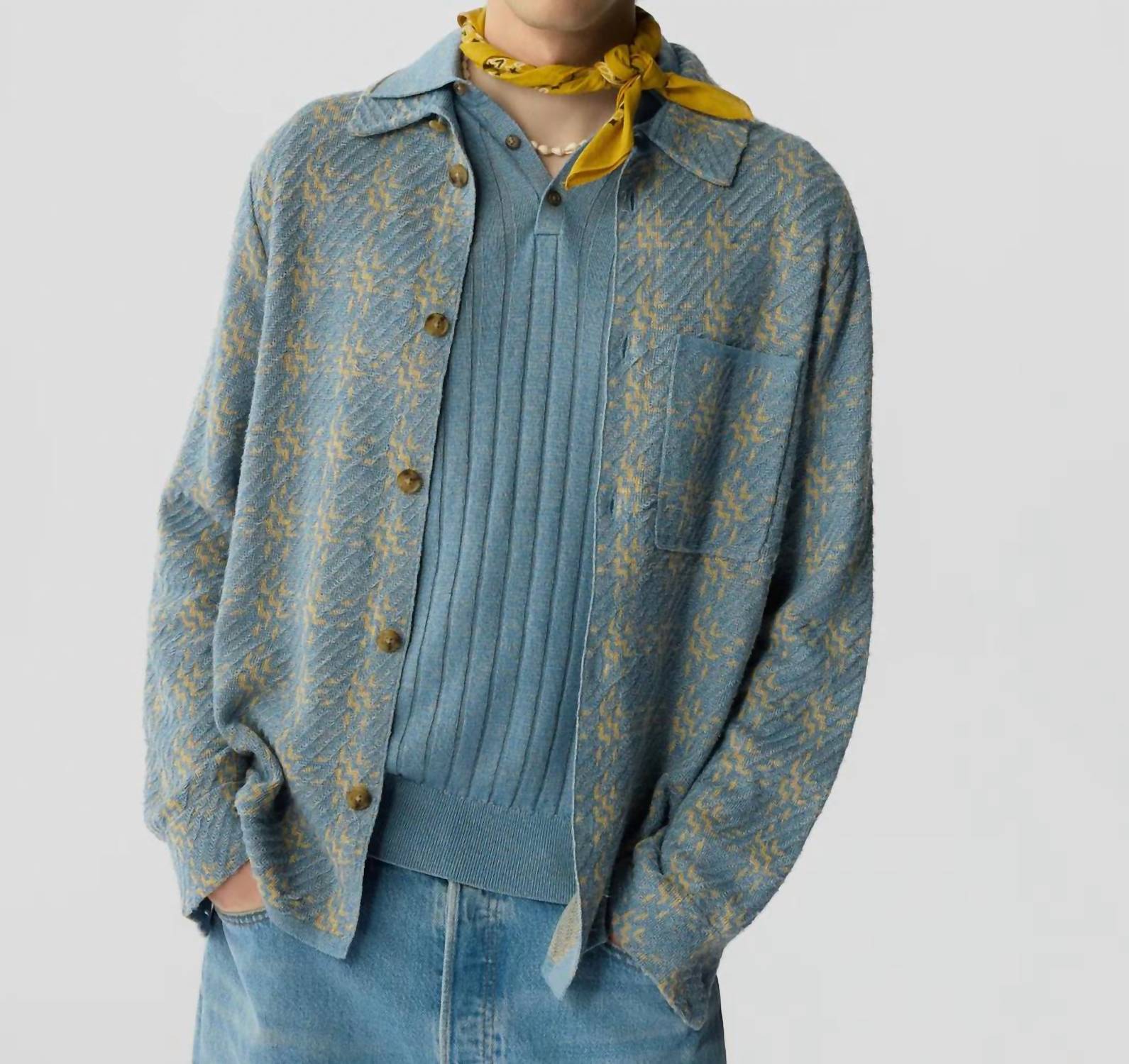 Guest In Residence Plaid Work Shirt in residence plaid work shirt in sail combo - men's shirt