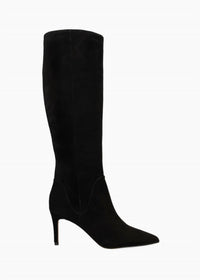 PELLE MODA Women's Lidya Heeled Tall Boots in black suede - women's shoe