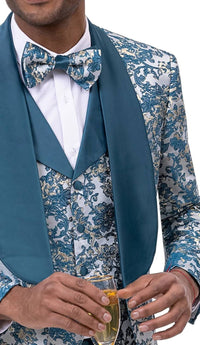 Kent & Park Men's Fashion Suit in teal - men's jacket - detail view