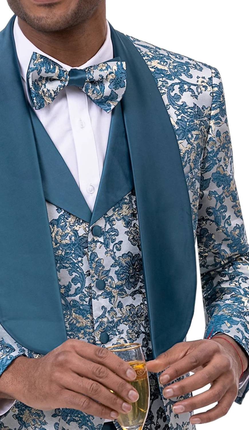 Kent & Park Men's Fashion Suit in teal - men's jacket - detail view
