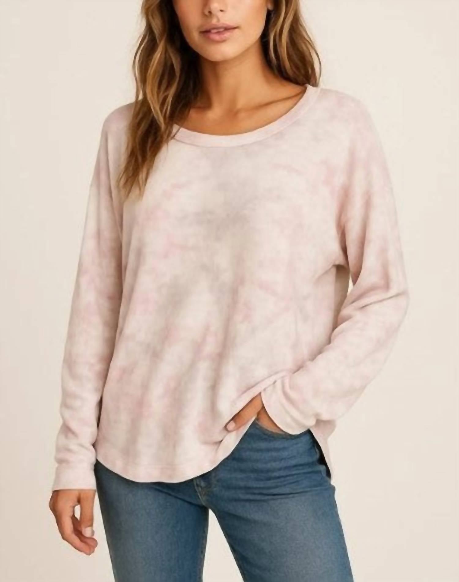 Z Supply Sun Ray Tie Dye Top in pink - women's long sleeve top