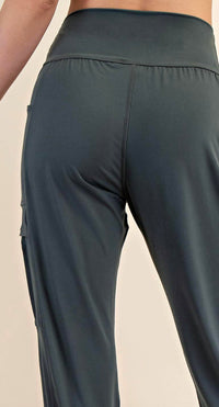 RAE MODE Plus Size Butter Jogger With Side Pockets in fern forest - women's pants - detail view