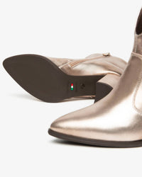 NeroGiardini Women's Metallic Western Ankle Boot in gold - women's shoe - view 4