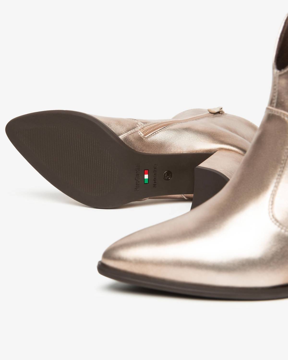 NeroGiardini Women's Metallic Western Ankle Boot in gold - women's shoe - view 4