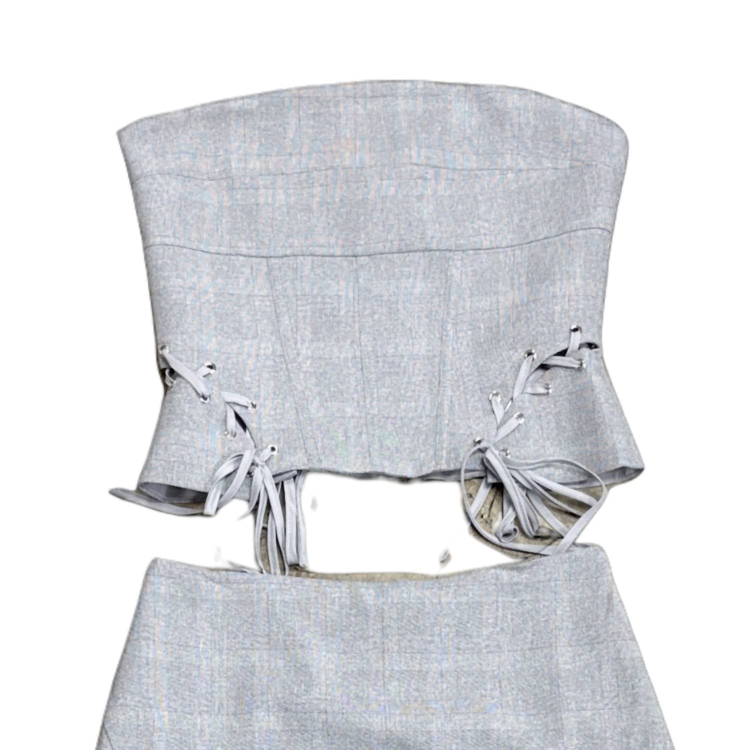 Edit By Nine - Women's Herringbone Skort & Corset Top Set