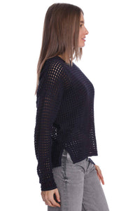 Minnie Rose - Cotton Cashmere Open Stitch Pullover Top
