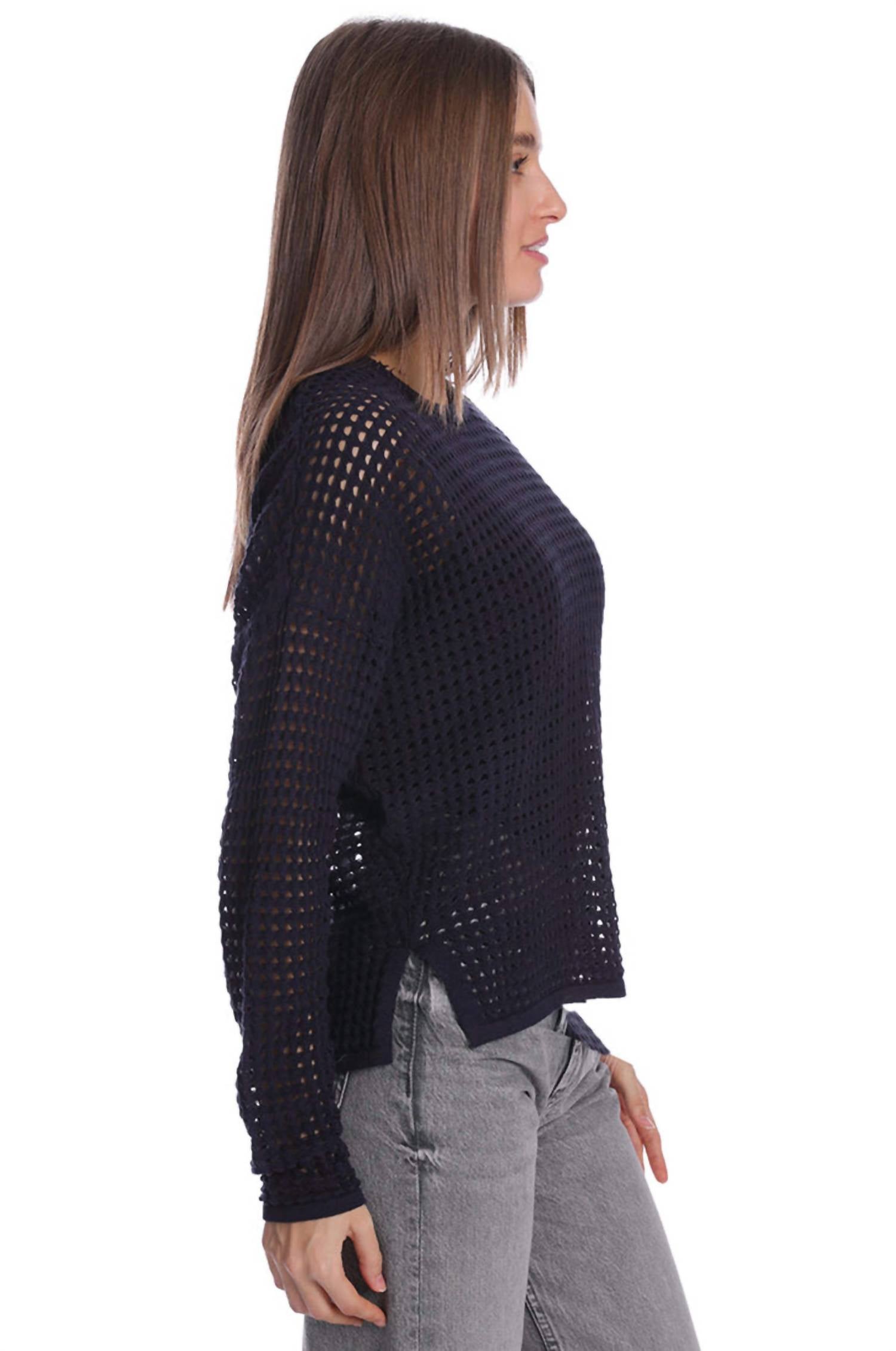 Minnie Rose - Cotton Cashmere Open Stitch Pullover Top