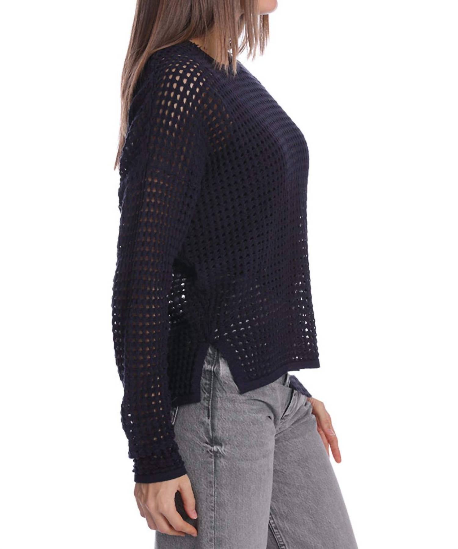Minnie Rose - Cotton Cashmere Open Stitch Pullover Top