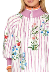 Style USA Printed Half Zip Top in violet multi - women's blouse - view 4