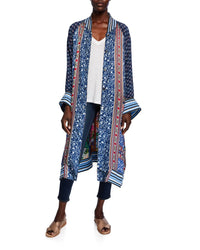 Johnny Was - REVERSIBLE LONG FIORI SILK TWILL KIMONO COAT