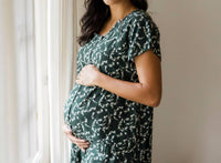 Kindred Bravely Universal Labor, Delivery & Nursing Gown in evergreen blossom - women's dress - alternate view
