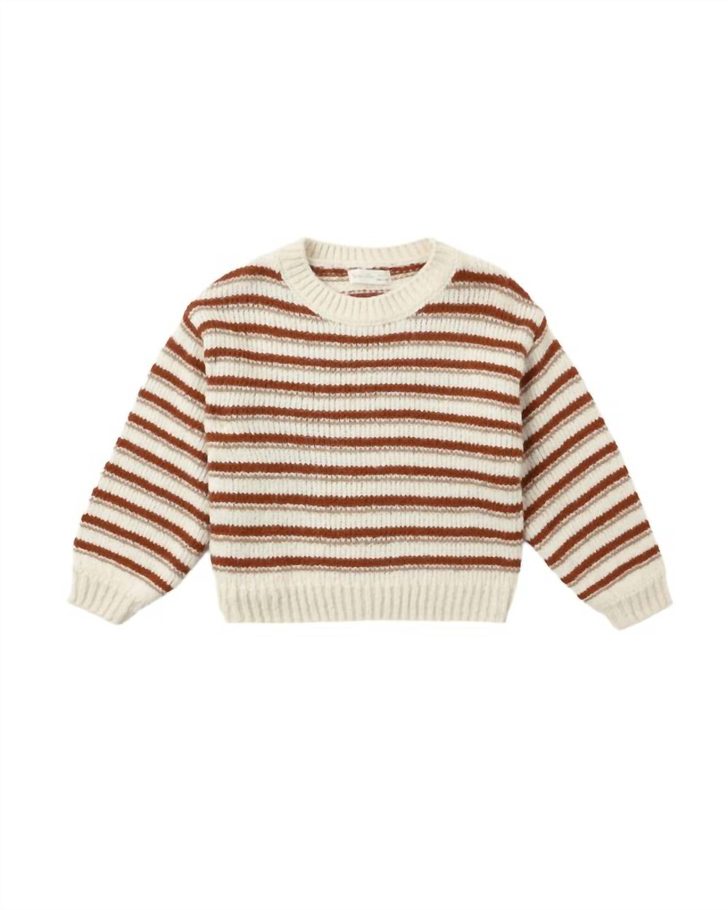 Rylee + Cru Aspen Sweater in ruby stripe - kids' sweater - detail view