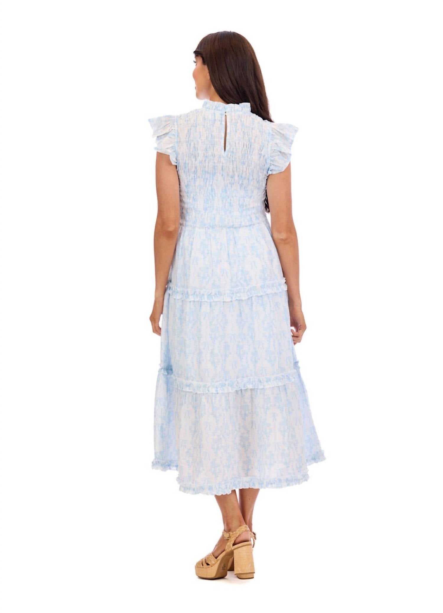mudpie DORIAN MIDI DRESS in blue - women's dress - view 5