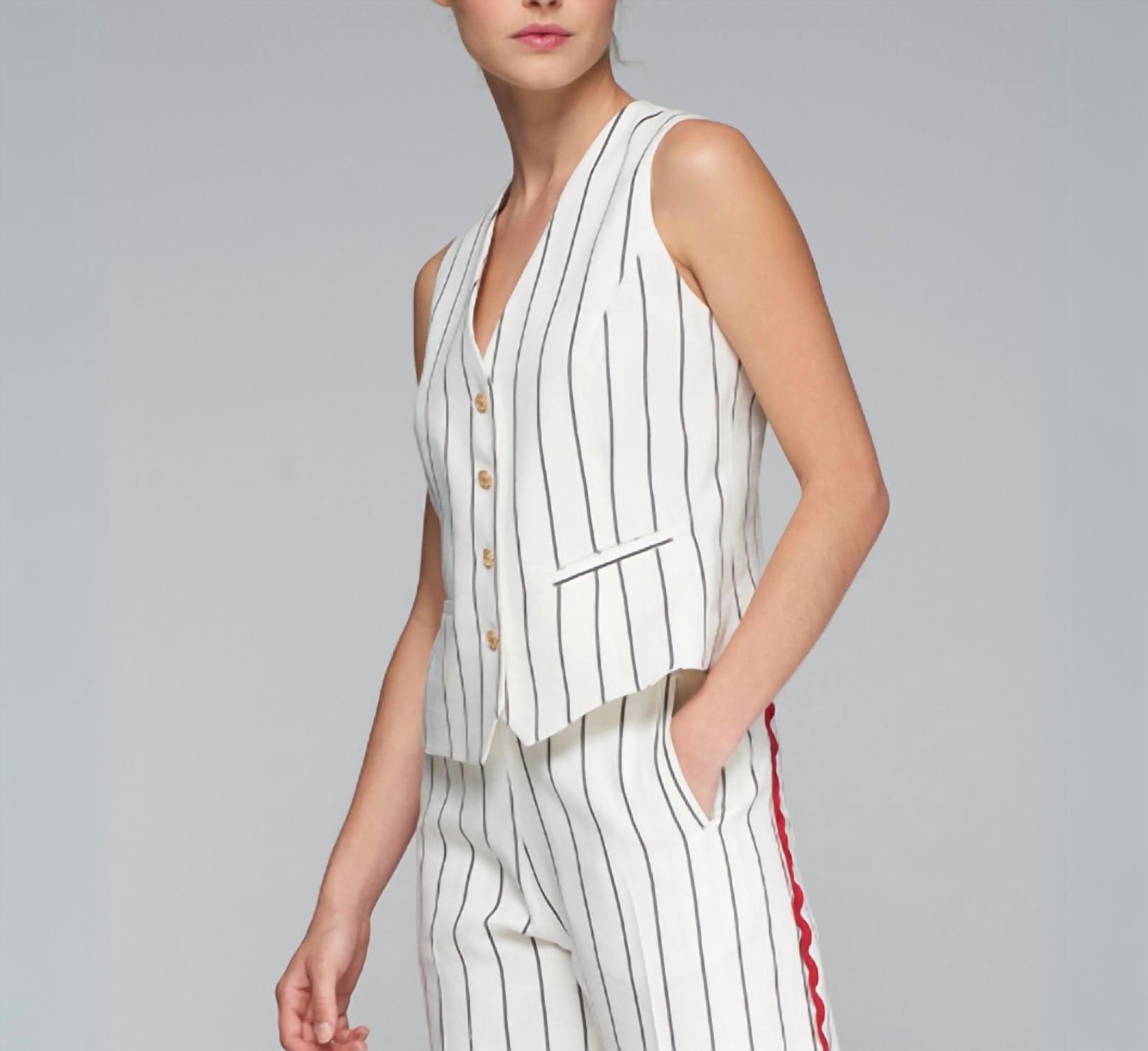Vilagallo - Pinstripe Button Down Vest
