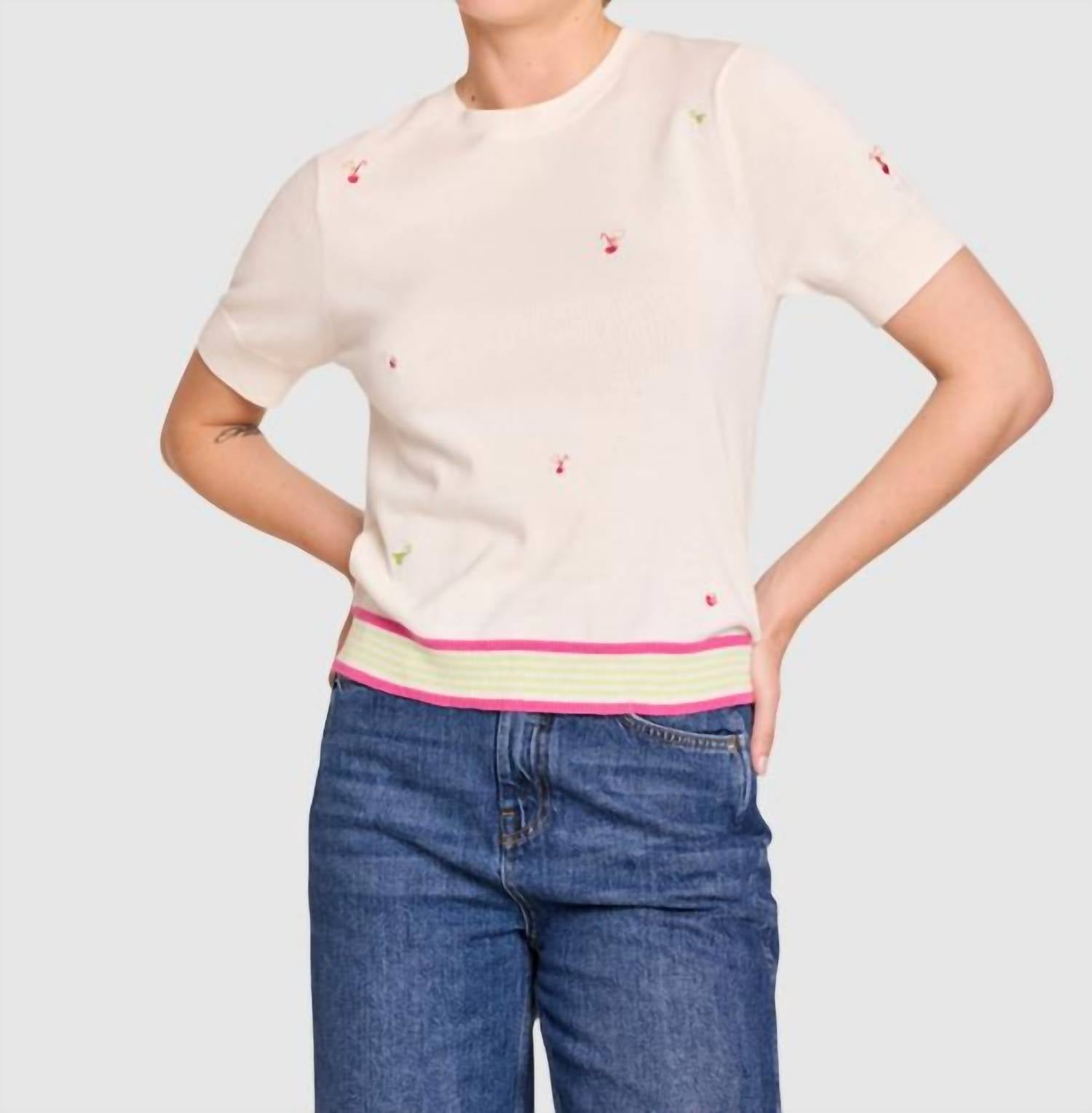 Brodie Cashmere - Cocktail Embroidery Tee