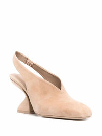 Salvatore Ferragamo Women's F-heel 100mm Slingback Pumps in beige - women's heels - view 132