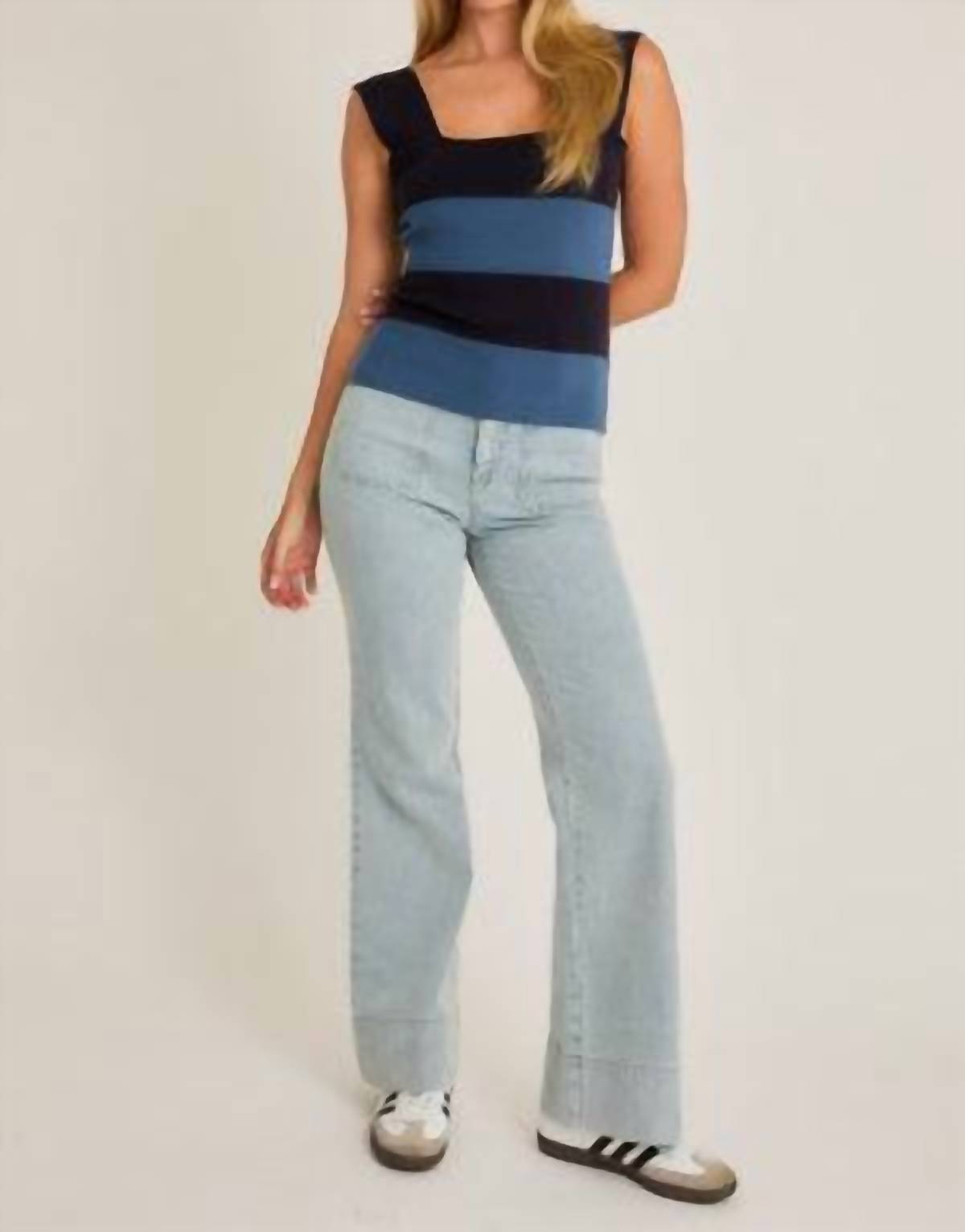 Le Lis - Wide Strap Stripe Sweater Top