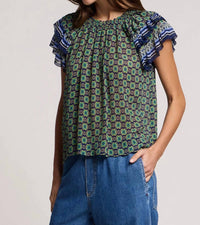Velvet By Graham & Spencer - Dahlia Border Print Top