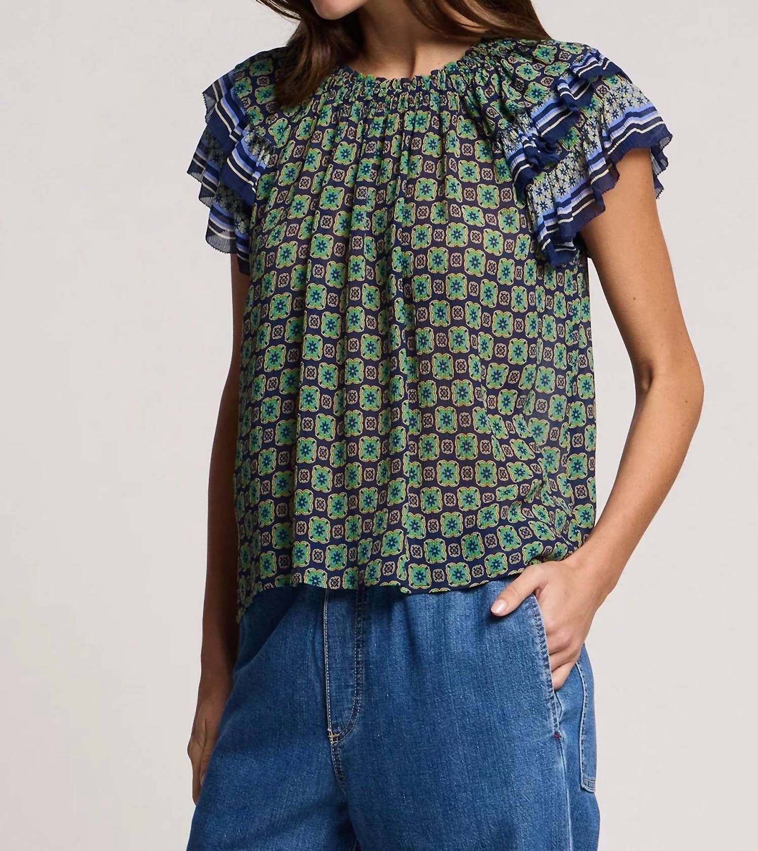 Velvet By Graham & Spencer - Dahlia Border Print Top