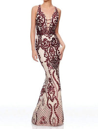 Juliet - Sequined Deep V-neck Mermaid Dress