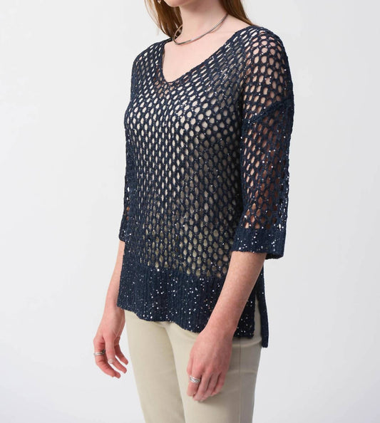 Joseph Ribkoff - Stitch Sweater With Sequins