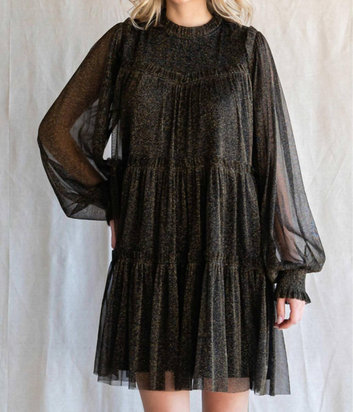 Jodifl - Long Sleeve Mesh Mini Dress
