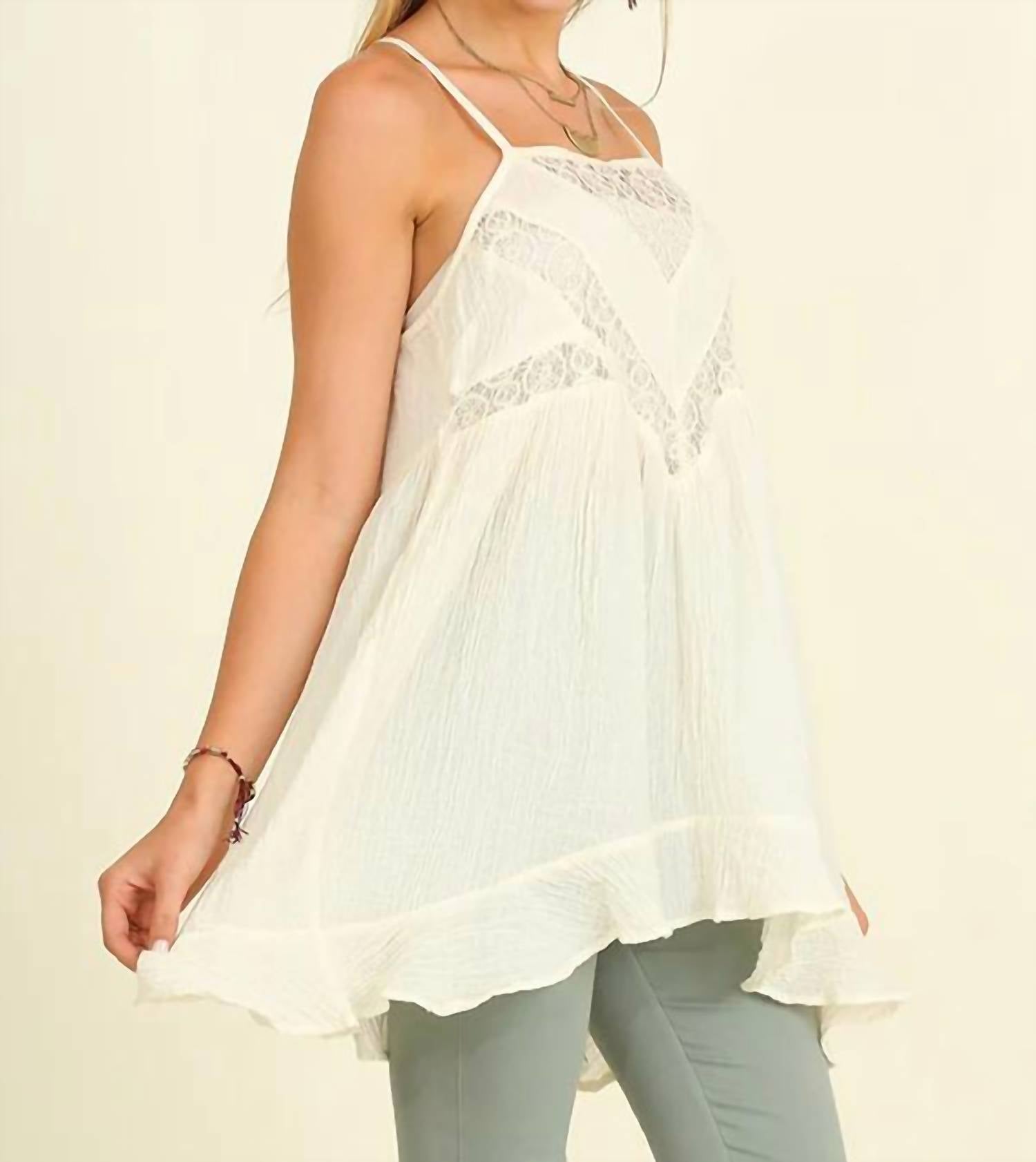 Umgee - Ruffle & Lace Sleeveless Tunic