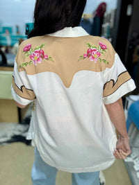 Blue B - Embroidered Floral Blouse
