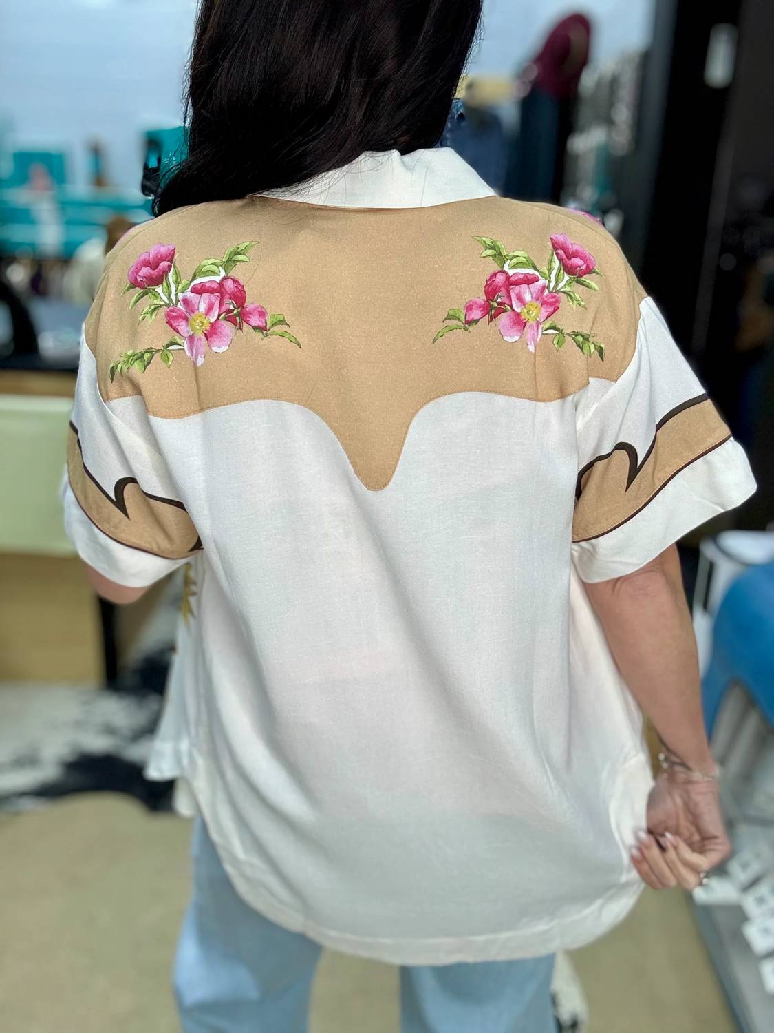 Blue B - Embroidered Floral Blouse