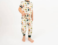 Emerson And Friends - Boy's Camp Emerson Two-piece Bamboo Short Sleeve Pajama Pants Set