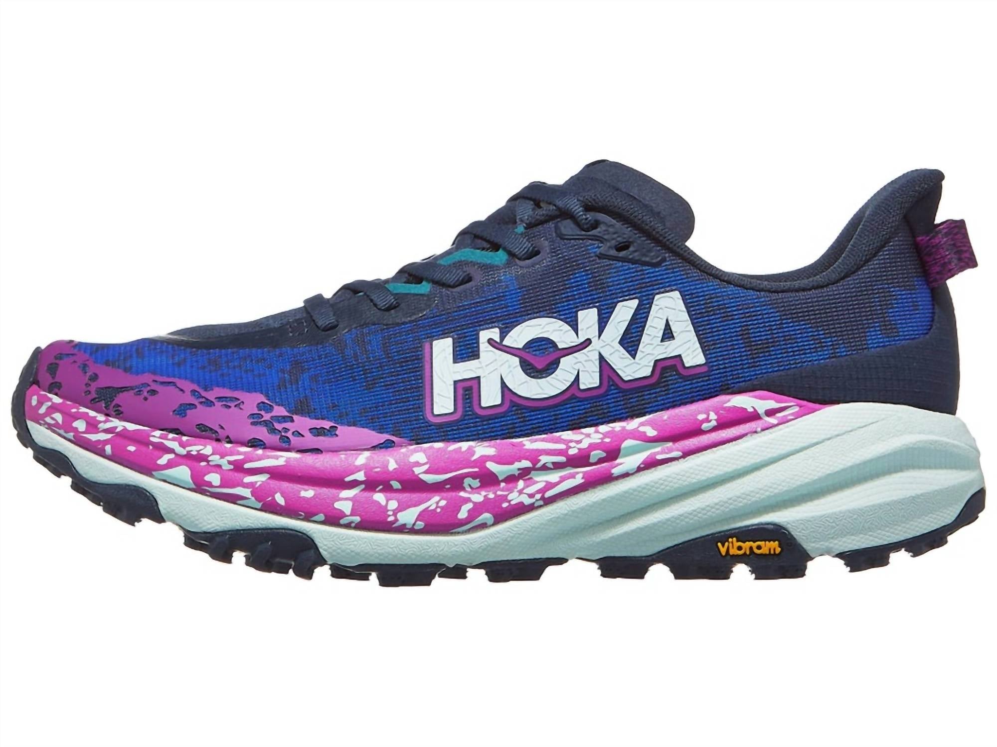 Hoka Men's Speedgoat 6 Trail Running Shoe in stormy skies aqua breeze - men's shoe - detail view